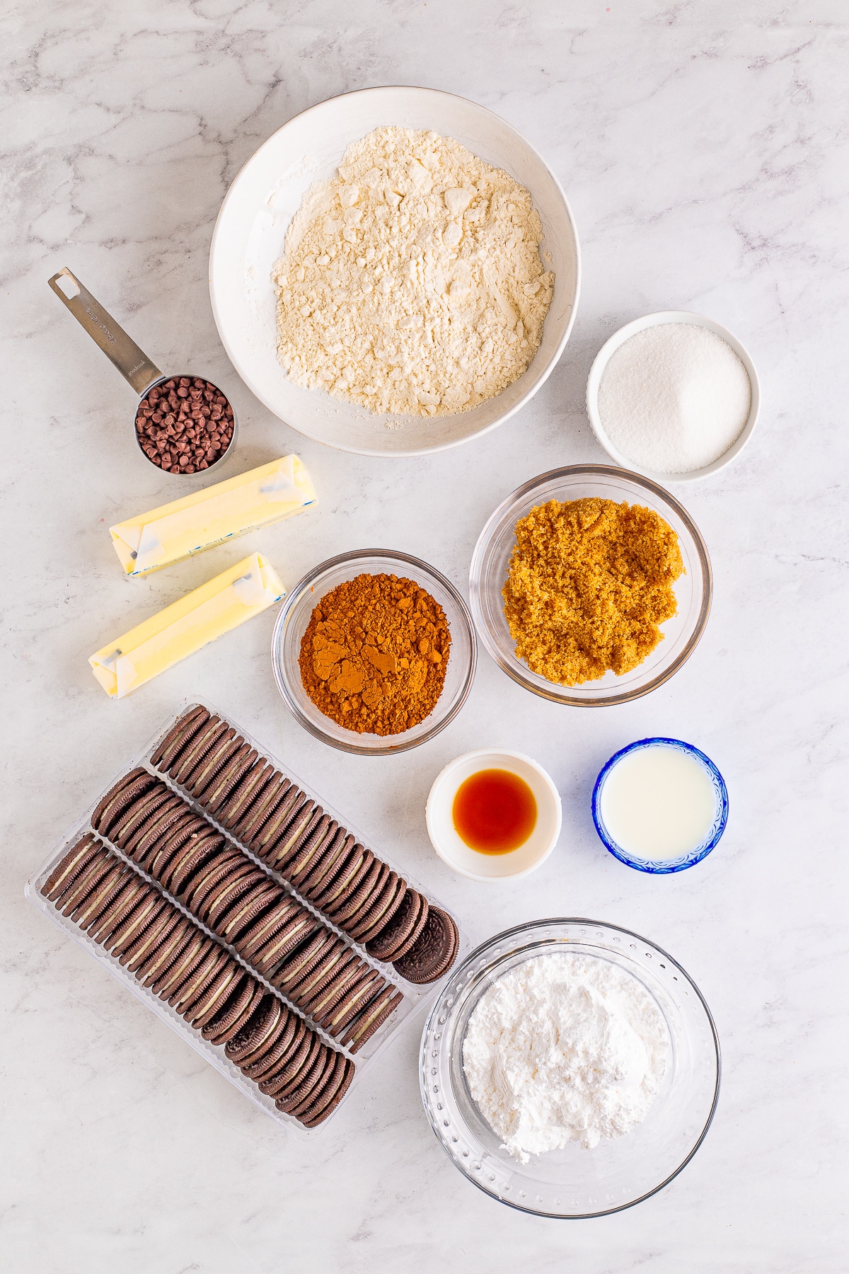 ingredients needed for edible chocolate cookie dough