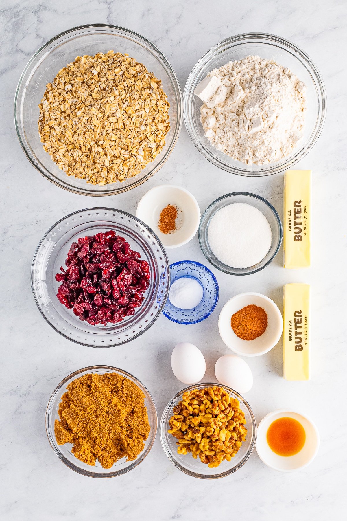 ingredients needed to make Cranberry Oatmeal Cookies