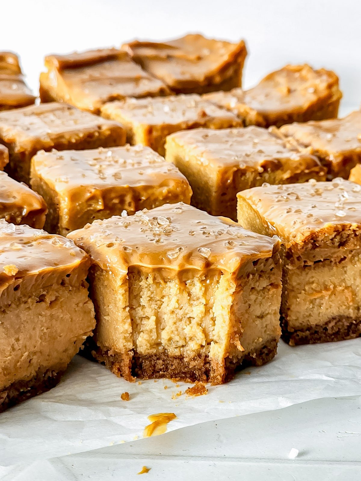 Dulce de Leche Cheesecake with a bite taken out