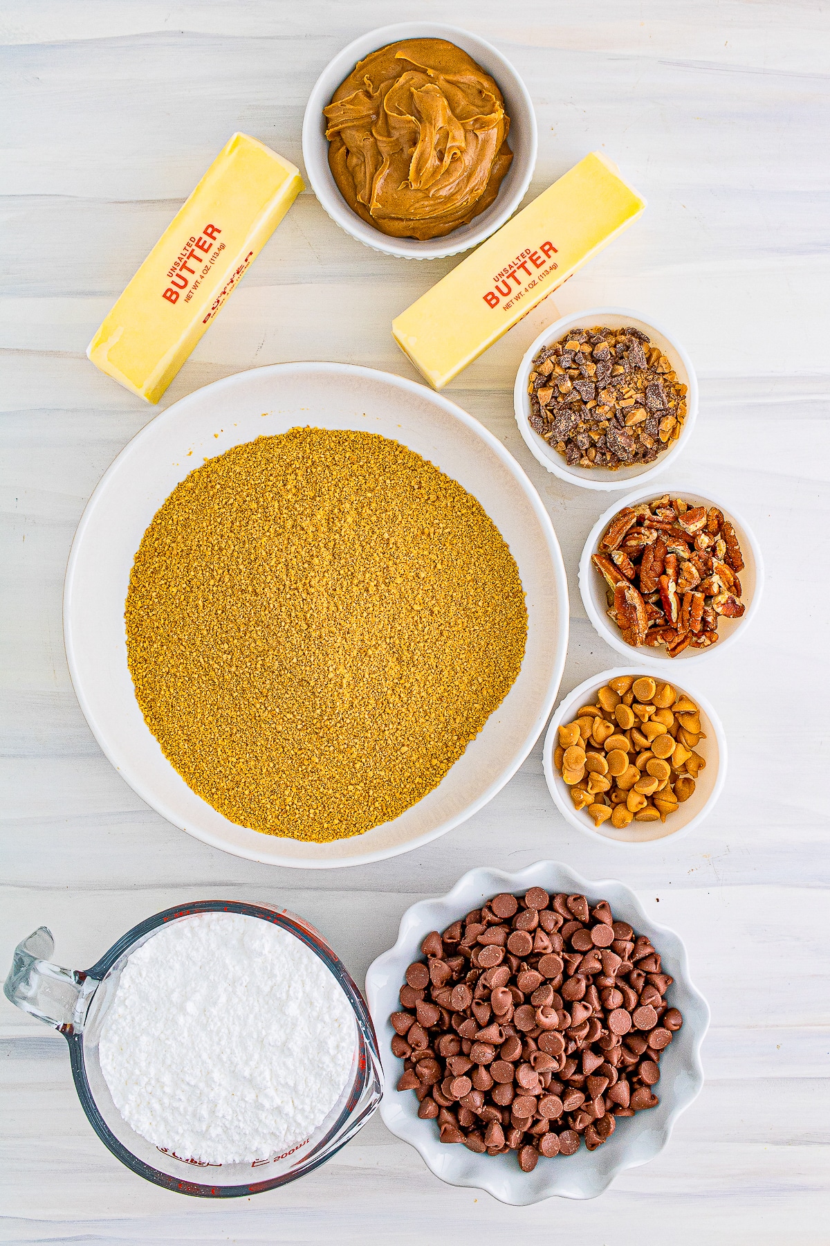 ingredients needed to make No-Bake Peanut Butter Bars
