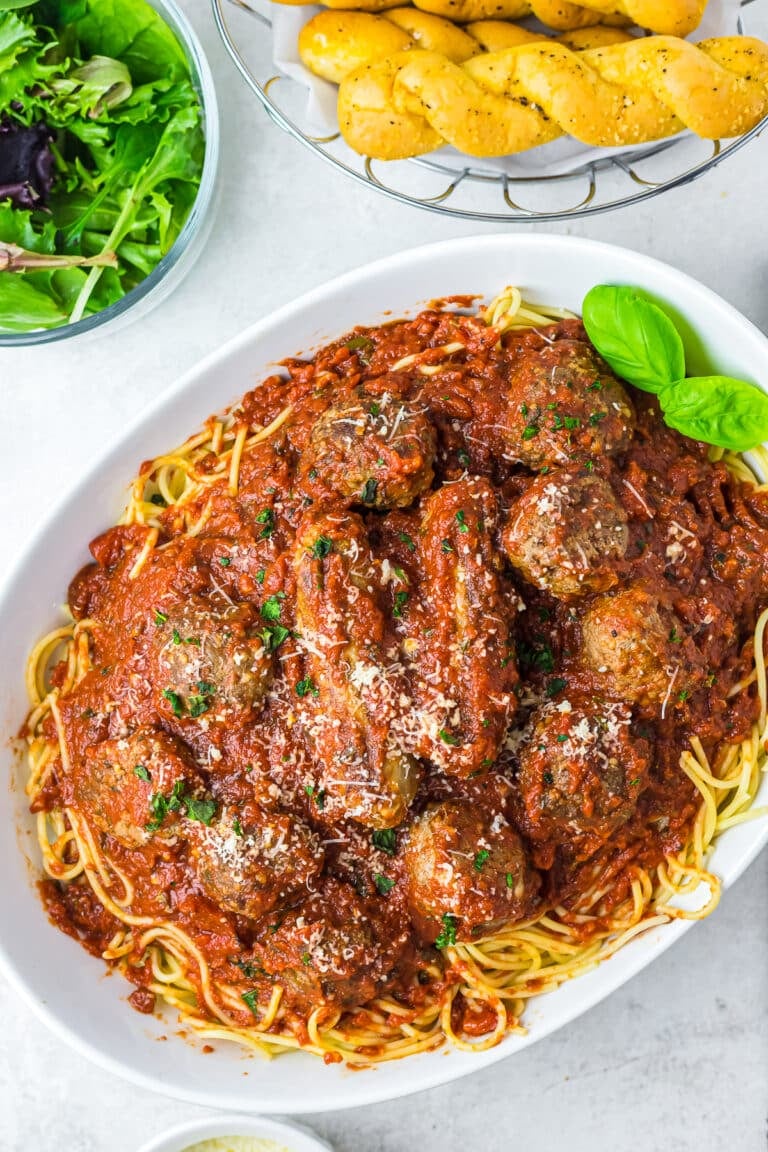 Best Spaghetti Sauce with Homemade Meatballs and Sausage