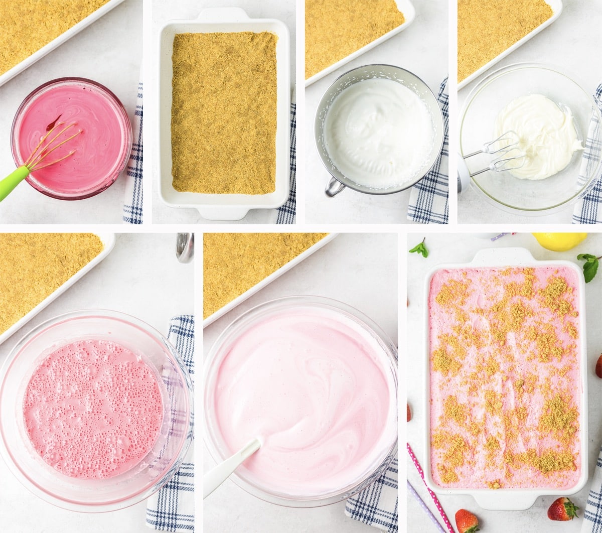 collage of images showing how to make Woolworth Cake