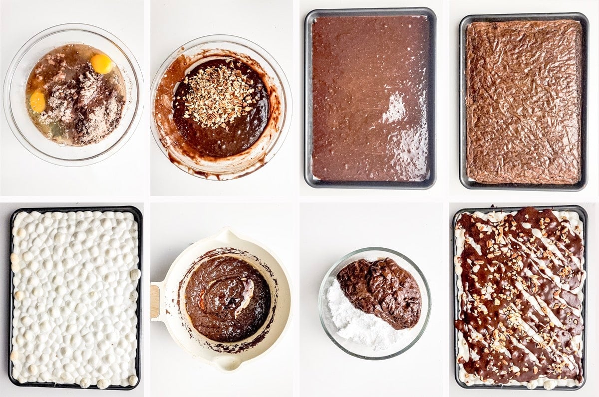 collage of images showing how to make Brownie Bars