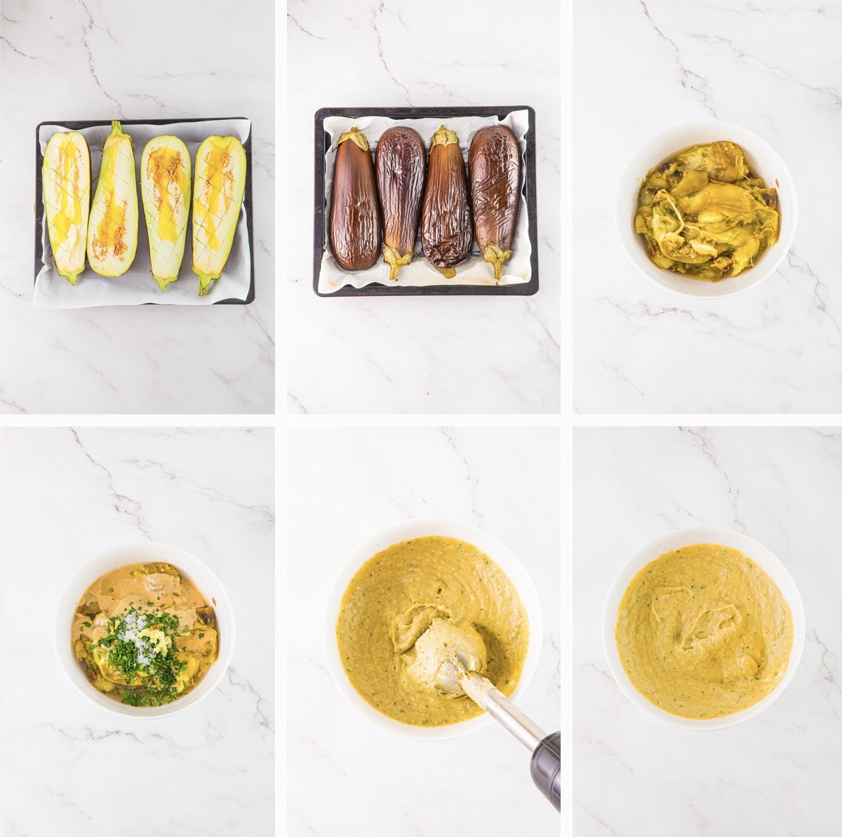 collage of images showing how to make Baba Ganoush Recipe
