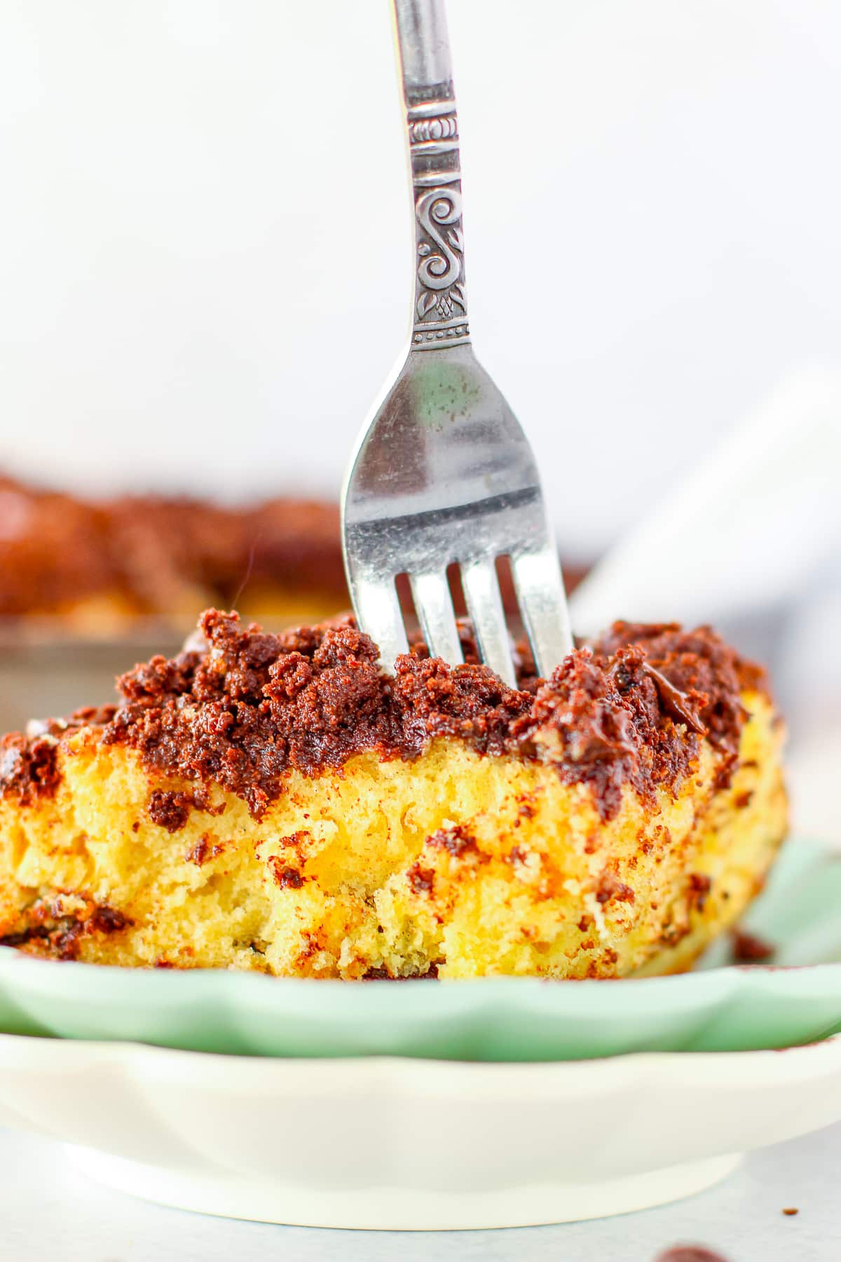 a fork grabbing a bite of coffee cake recipe