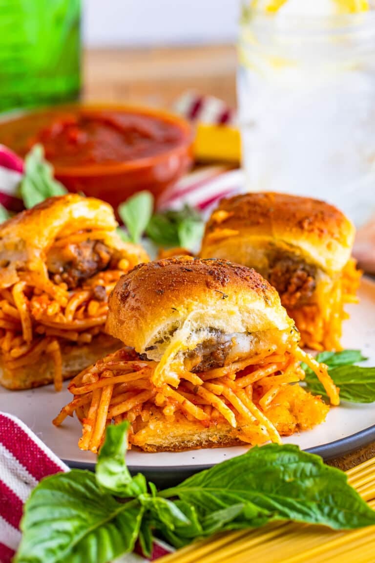 Baked Spaghetti and Meatball Sliders Recipe