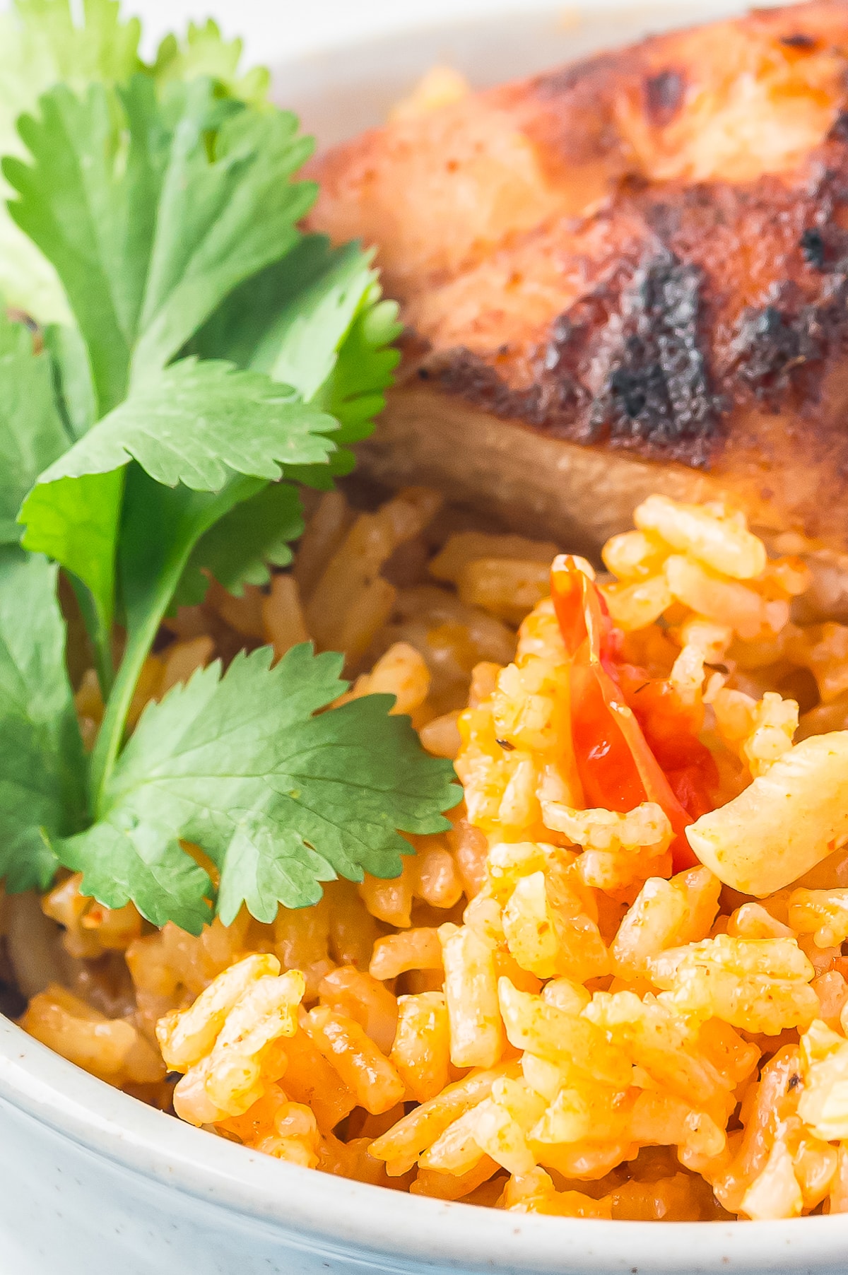up close image Easy Spanish Rice recipe in bowl