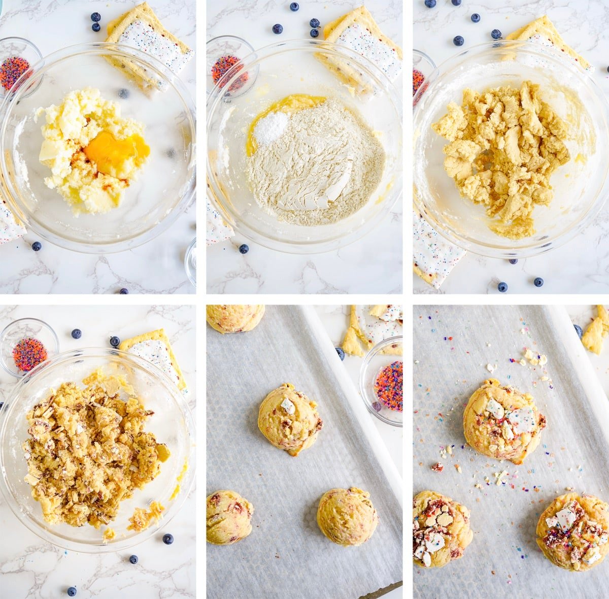 collage of images showing how to make Pop tart sugar cookie