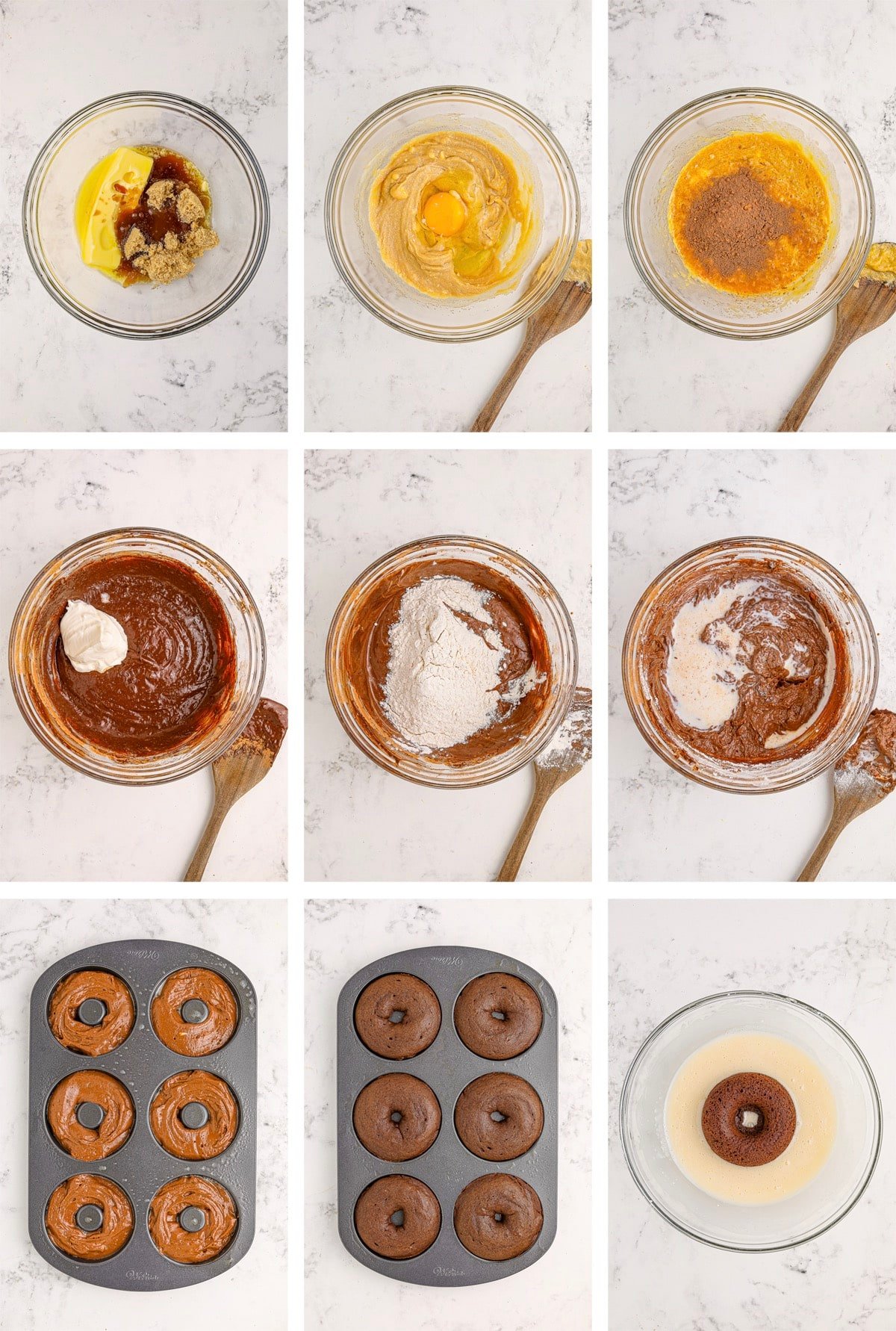 collage of images showing how to make Chocolate Donut