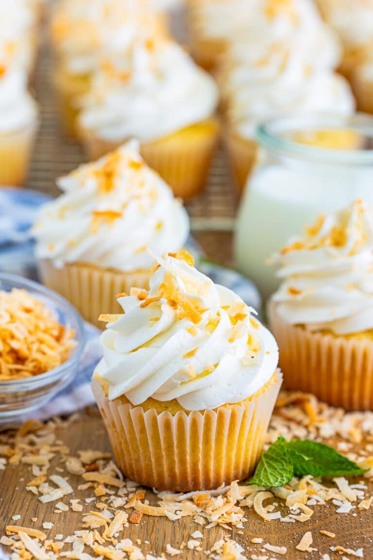 Coconut Cupcakes with Fluffy Coconut Frosting