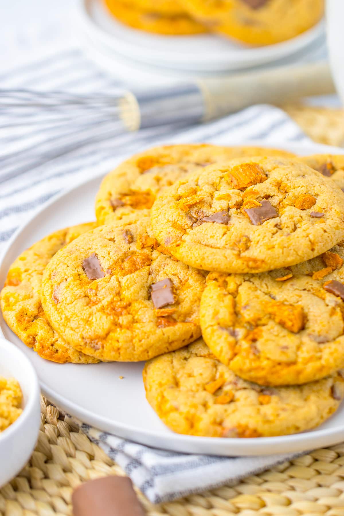 side image of Butterfinger Cookies on a serving plate