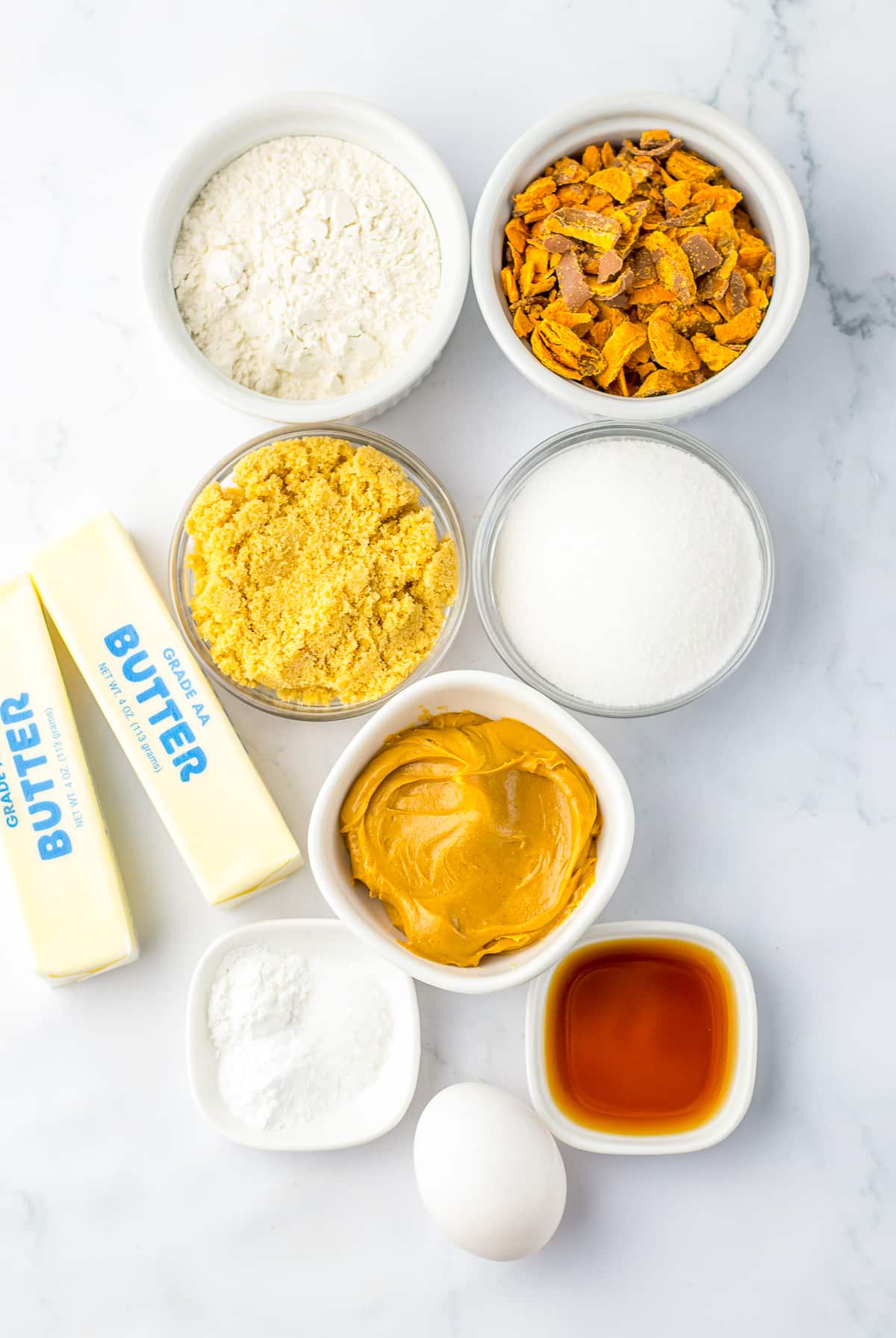 ingredients needed to make Butterfinger Cookies