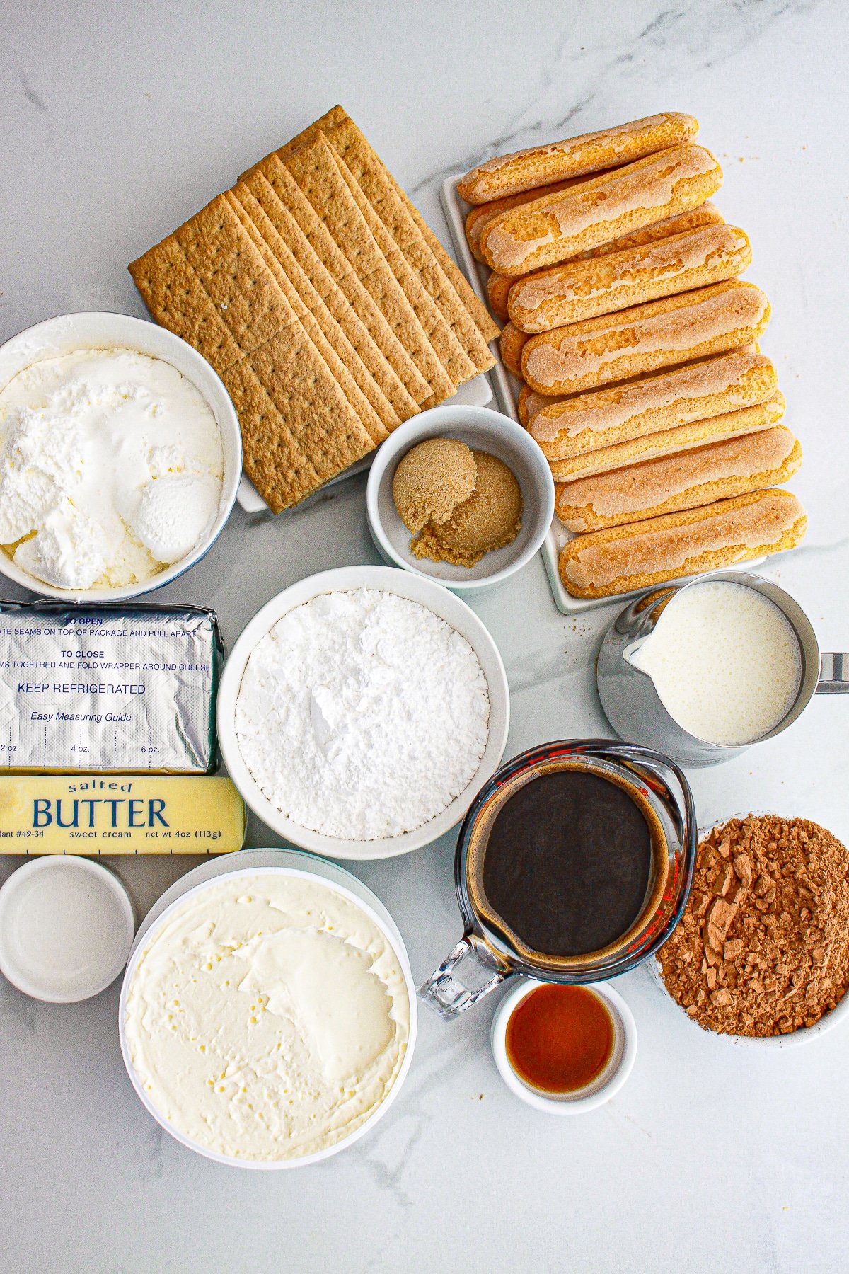 ingredients needed to make Tiramisu Cheesecake