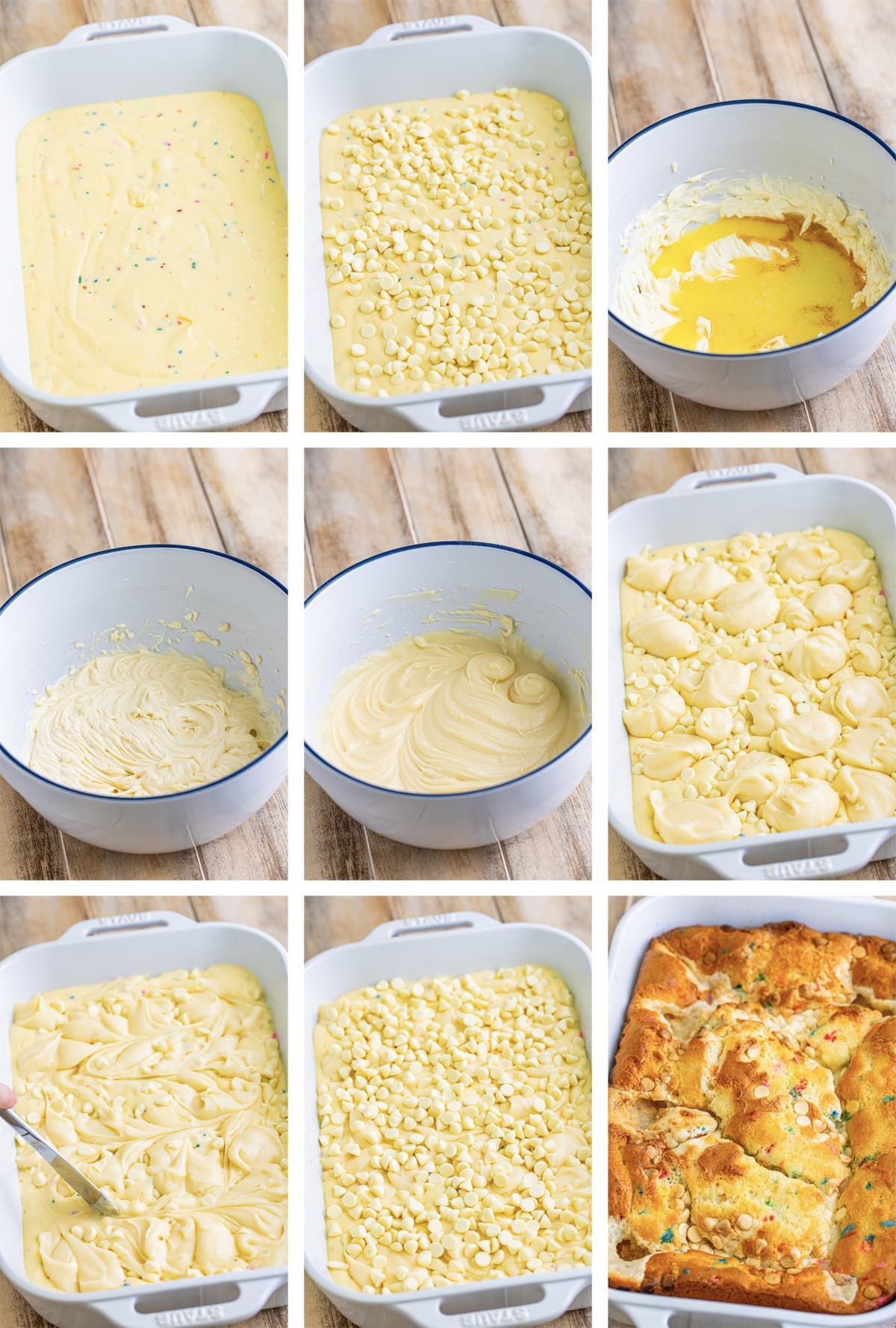 collage of images showing how to make Earthquake Cake recipe