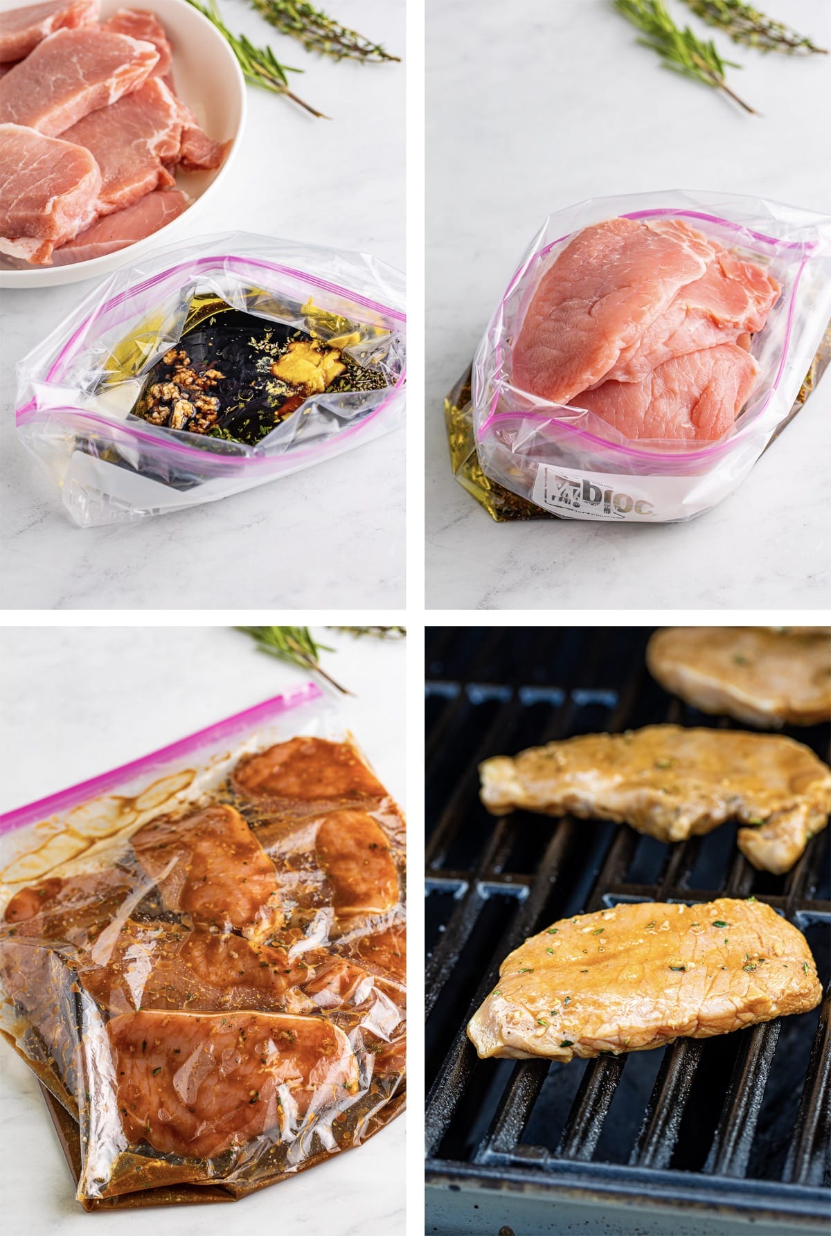 collage of images showing how to make Grilled Pork Chops