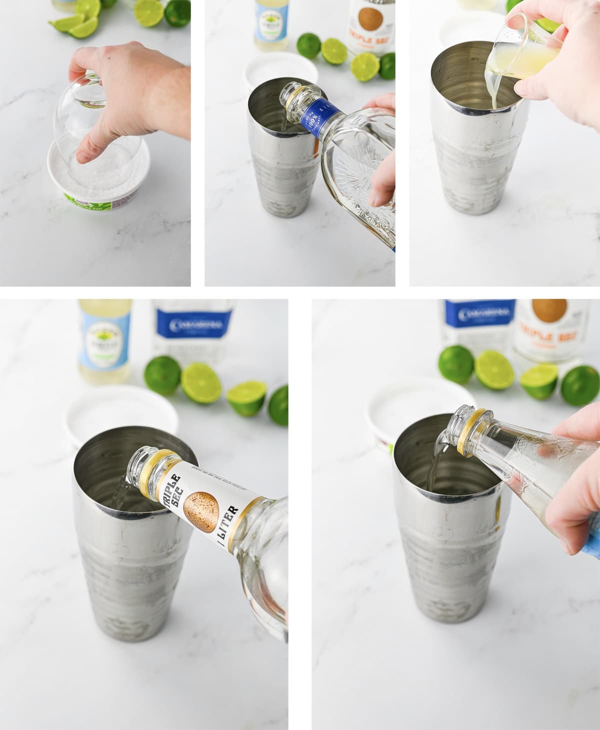 collage of images showing how to make Lime Margarita