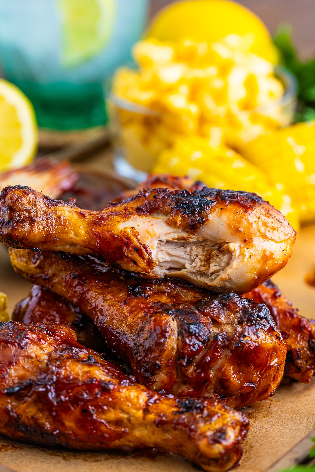 stacked Chicken Legs with a bite taken out