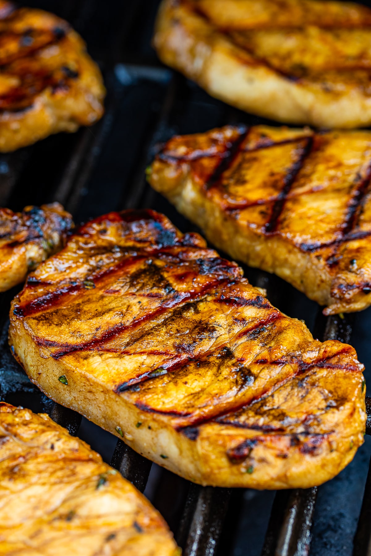 Grilled Pork Chops on the grill