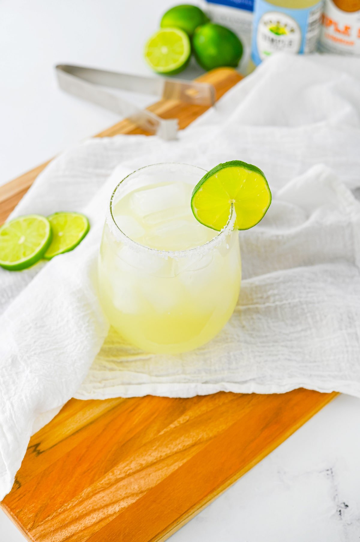 Lime Margarita with lime garnish 