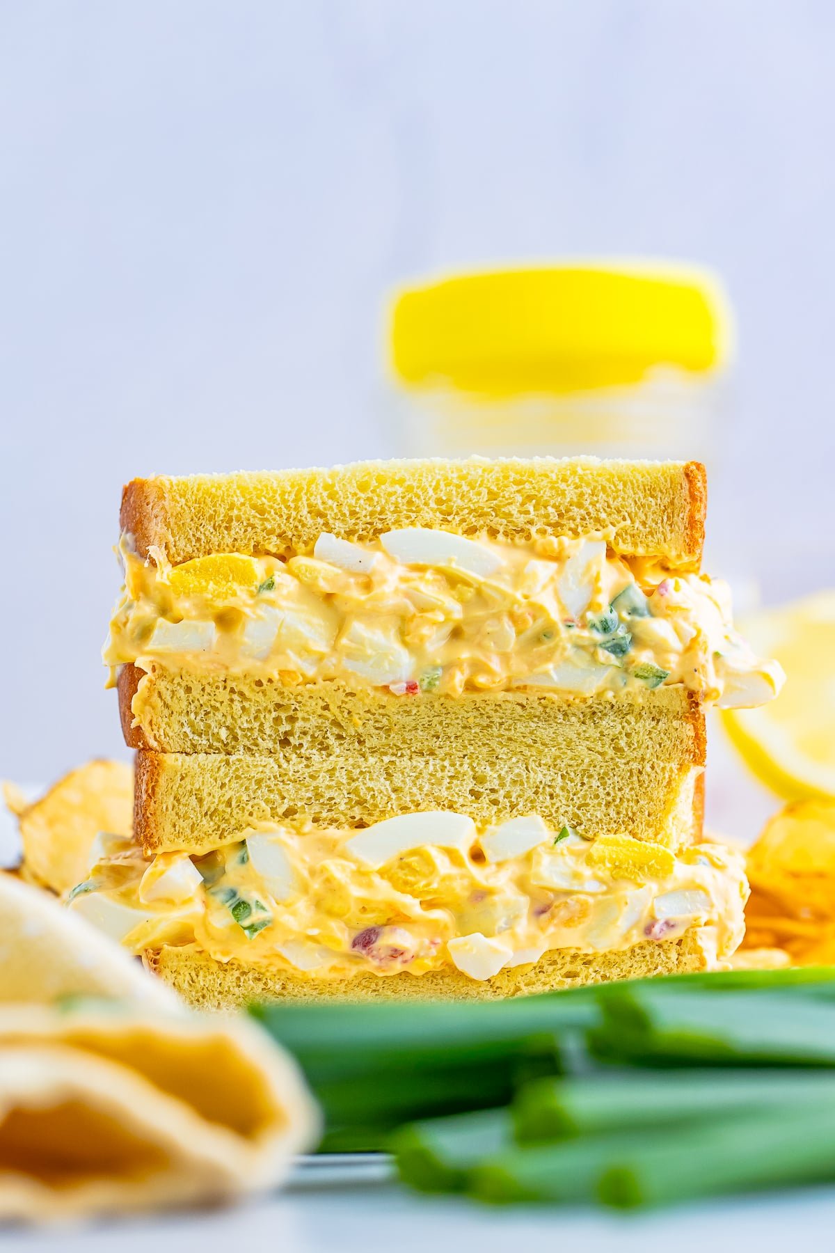 straight on image of Egg Salad Sandwiches