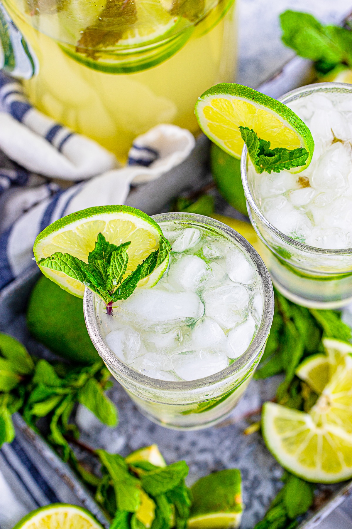 overhead image of Mojitos Recipe in glasses