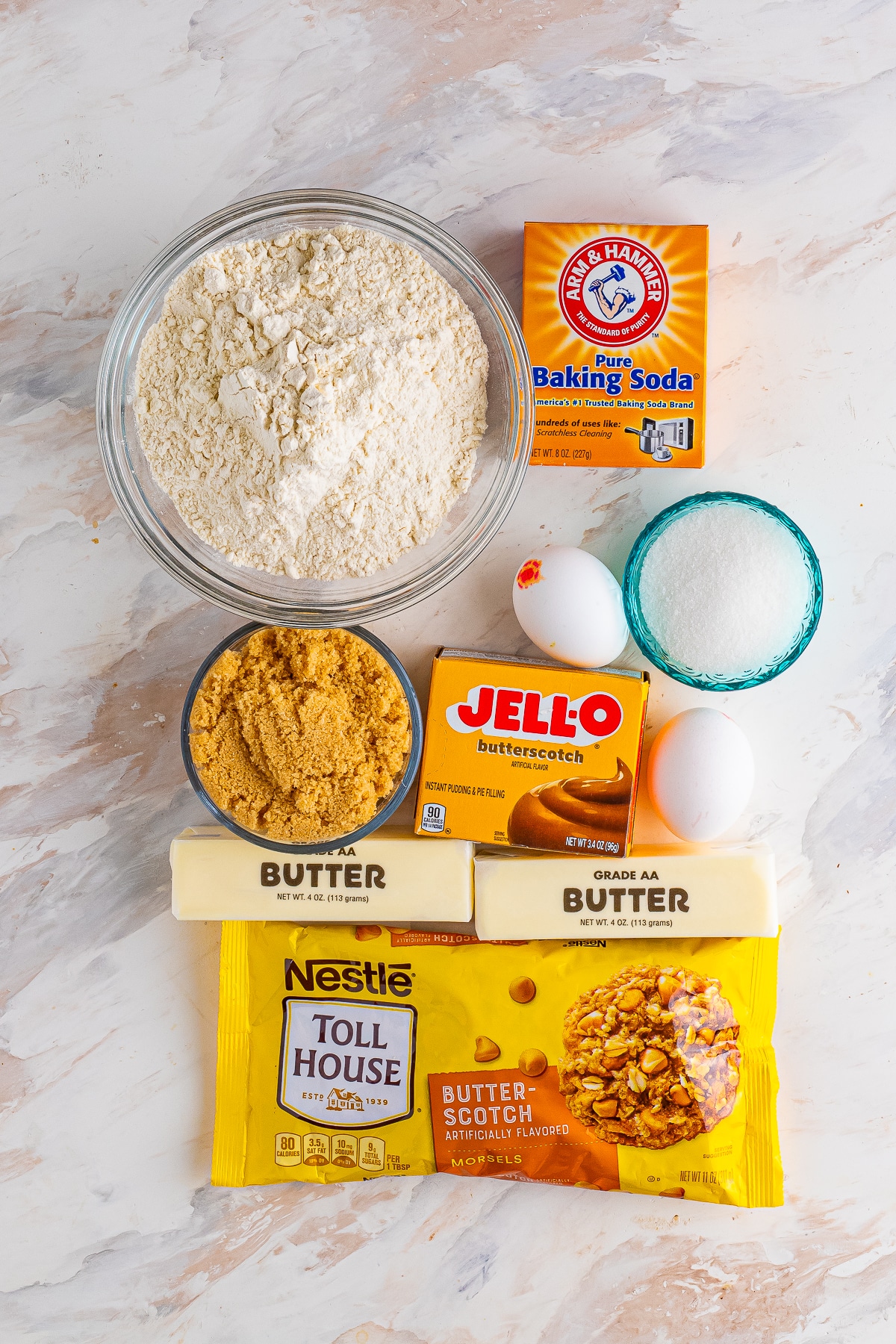 ingredients needed to make Butterscotch Cookies