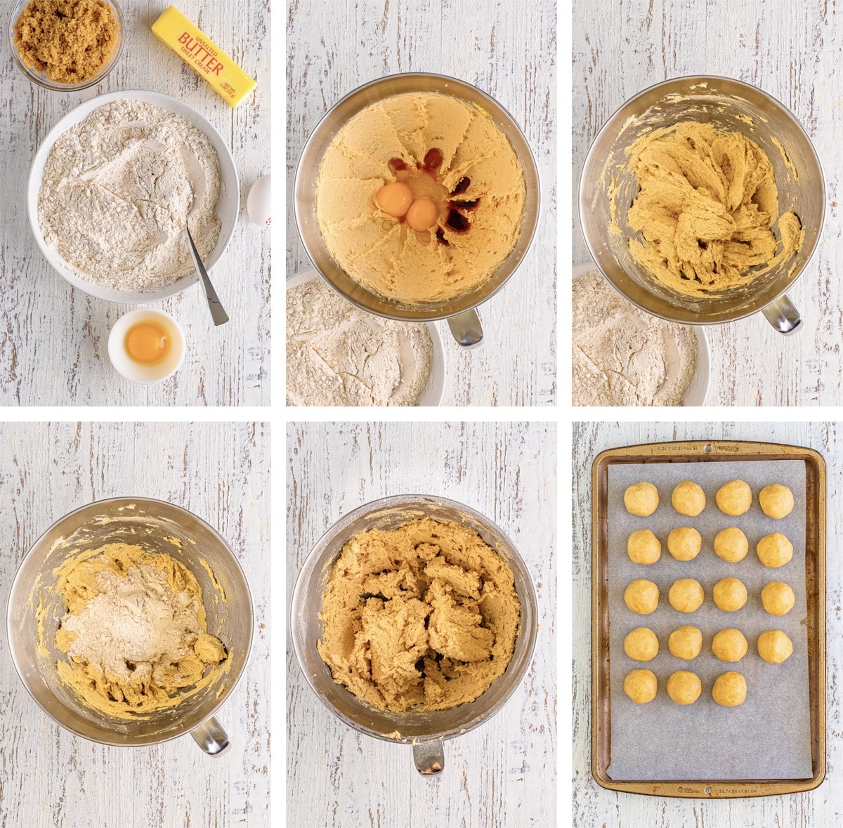 collage of images showing how to make the dough for Coffee Cake Cookies