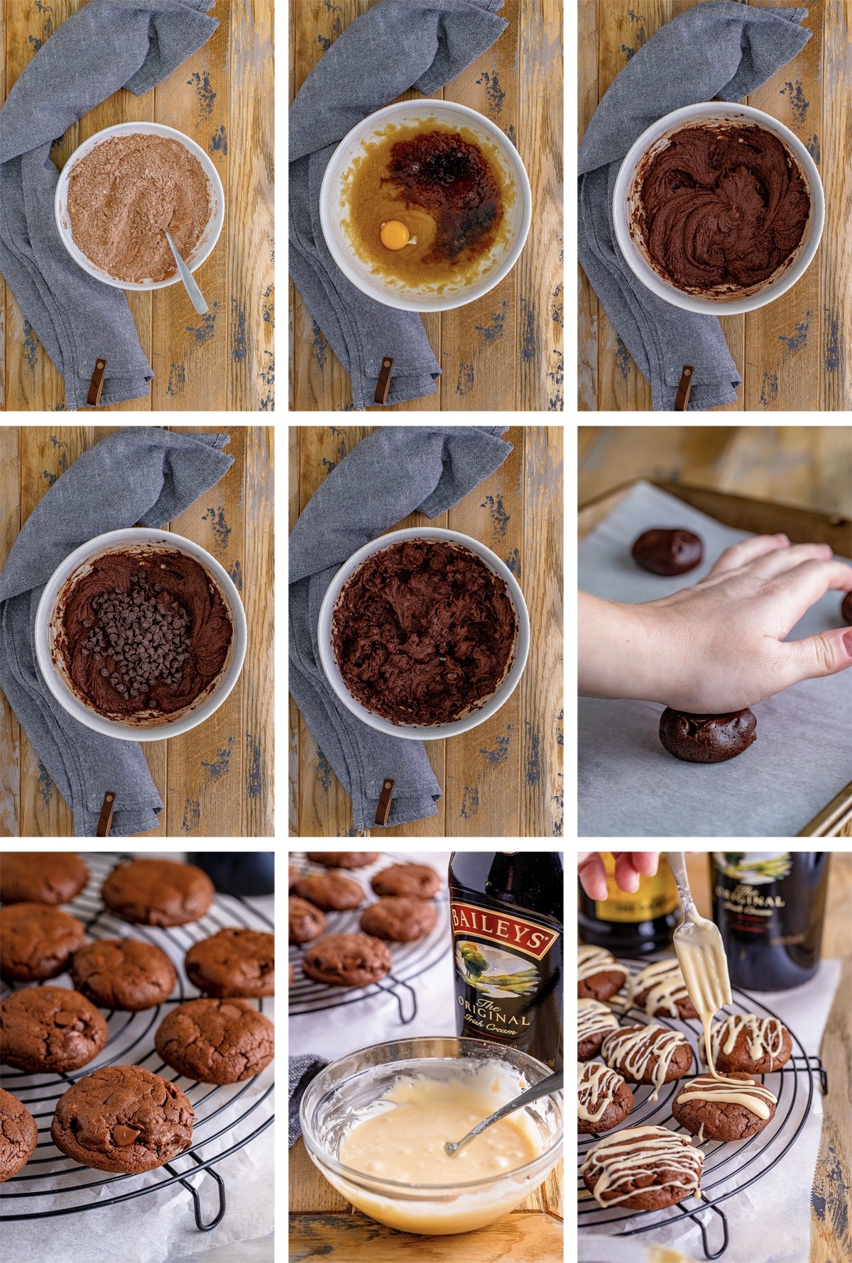 collage of images showing how to make Chocolate Cookies