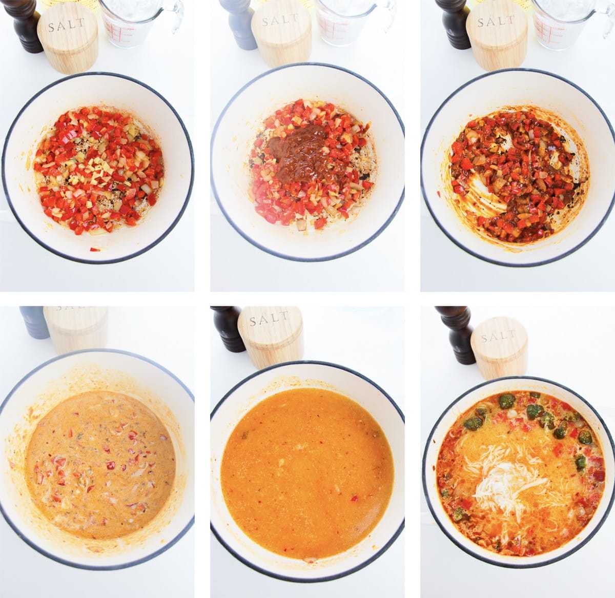 collage of images showing how to make Thai Red Curry Soup