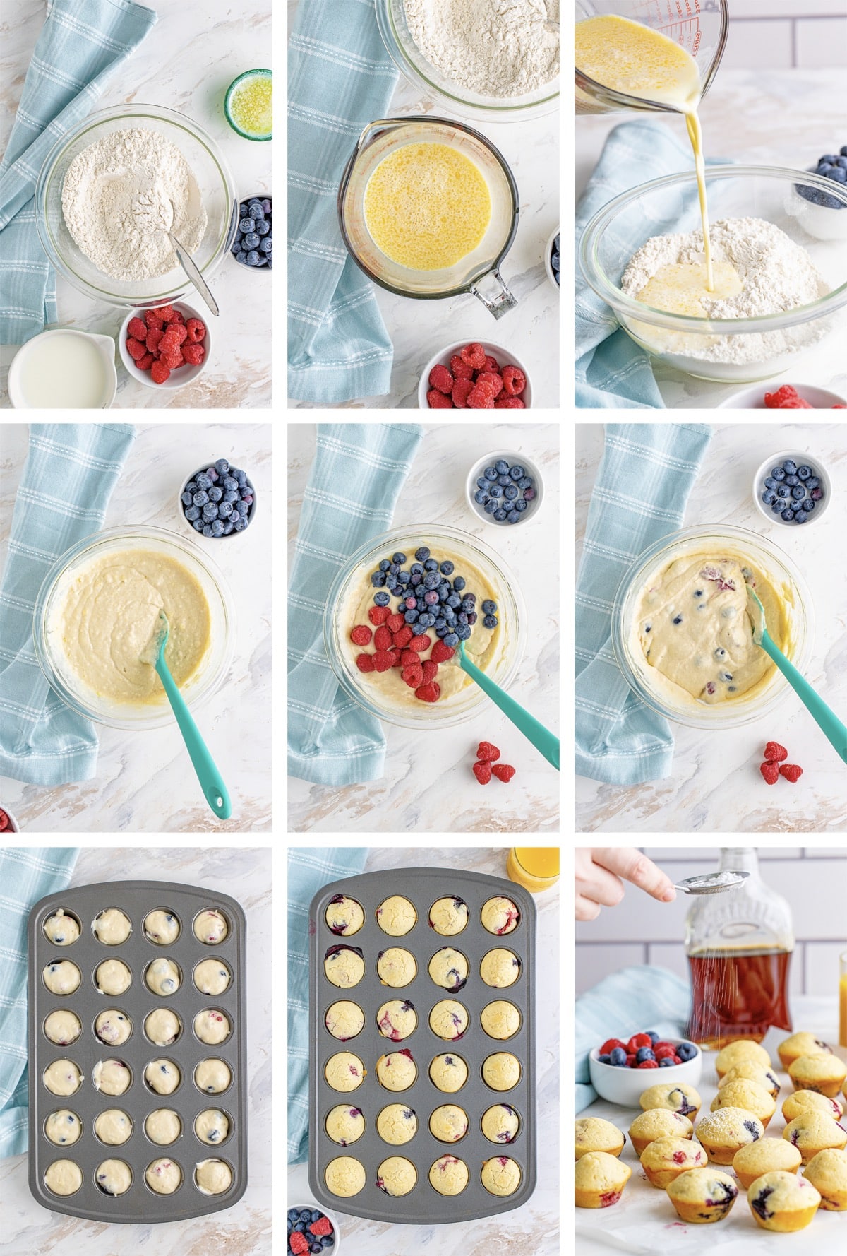 collage of images showing how to make Pancake Bites