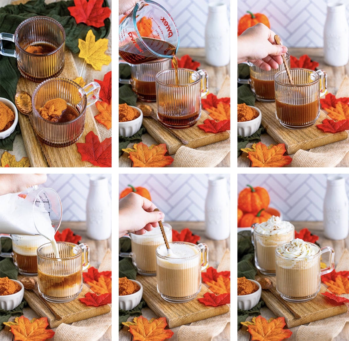 collage of images showing how to make Pumpkin Spice Latte