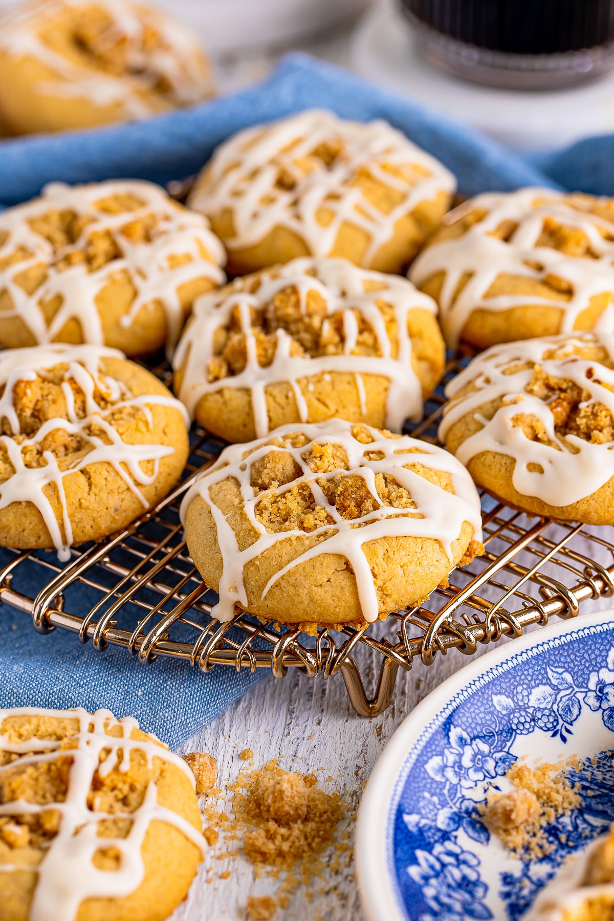 finished Coffee Cake Cookies on a wire rack