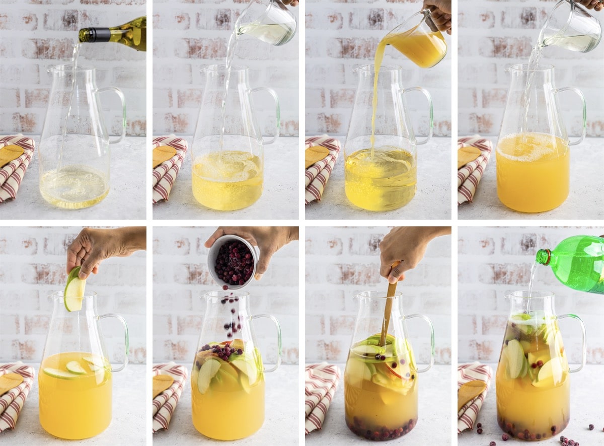 collage of images showing how to make Winter Sangria