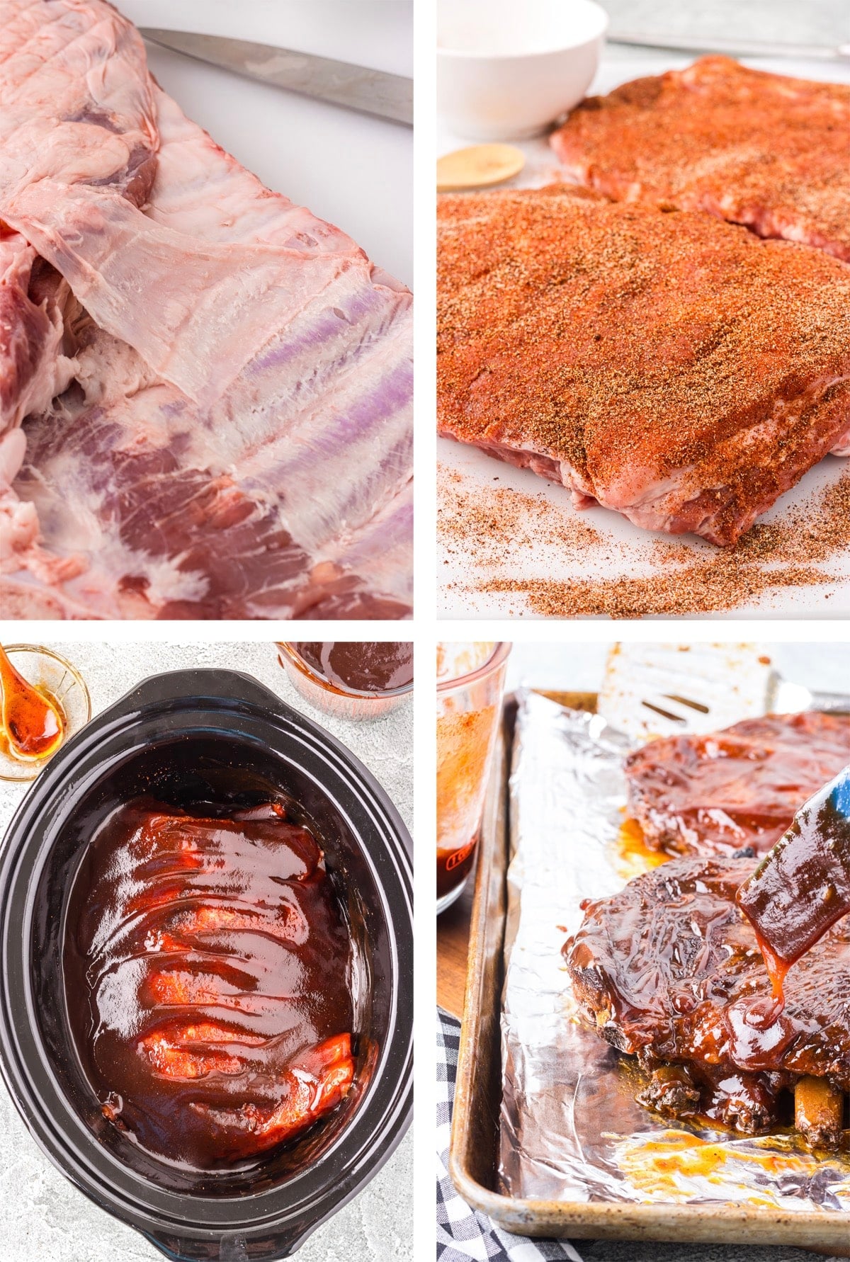 collage of images showing how to make St. Louis ribs