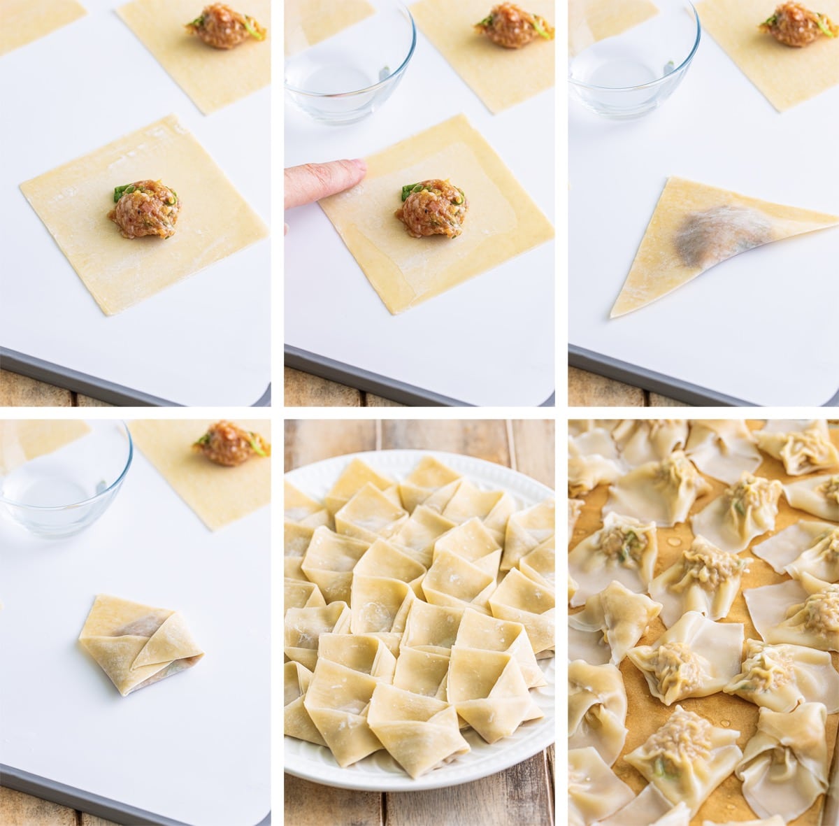 making the wontons for Wonton Egg Drop Soup