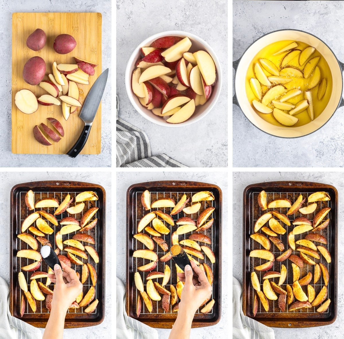 collage of images showing how to make Potato Wedges Recipe