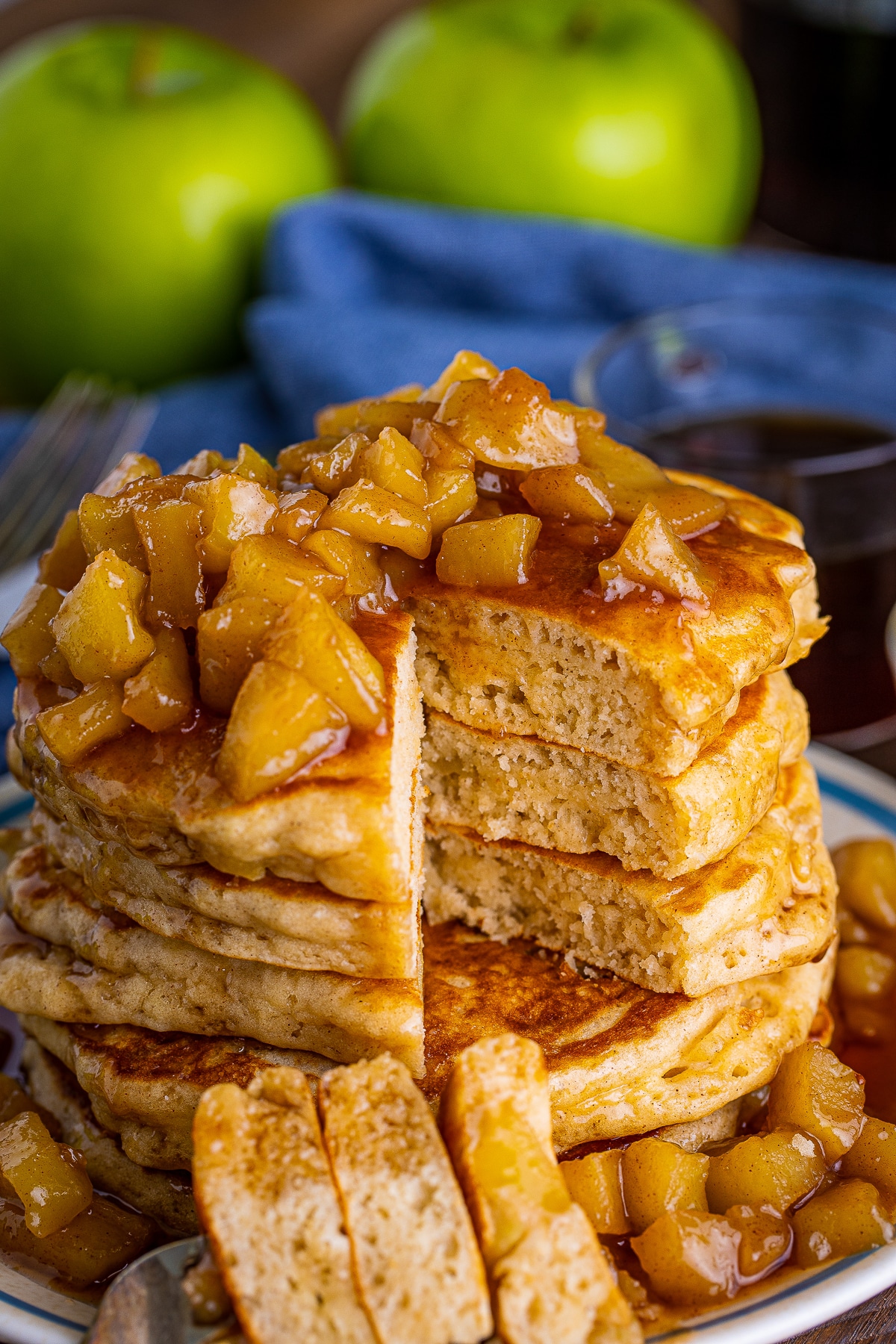Apple Pancakes Recipe that have been cut so you can see the interior