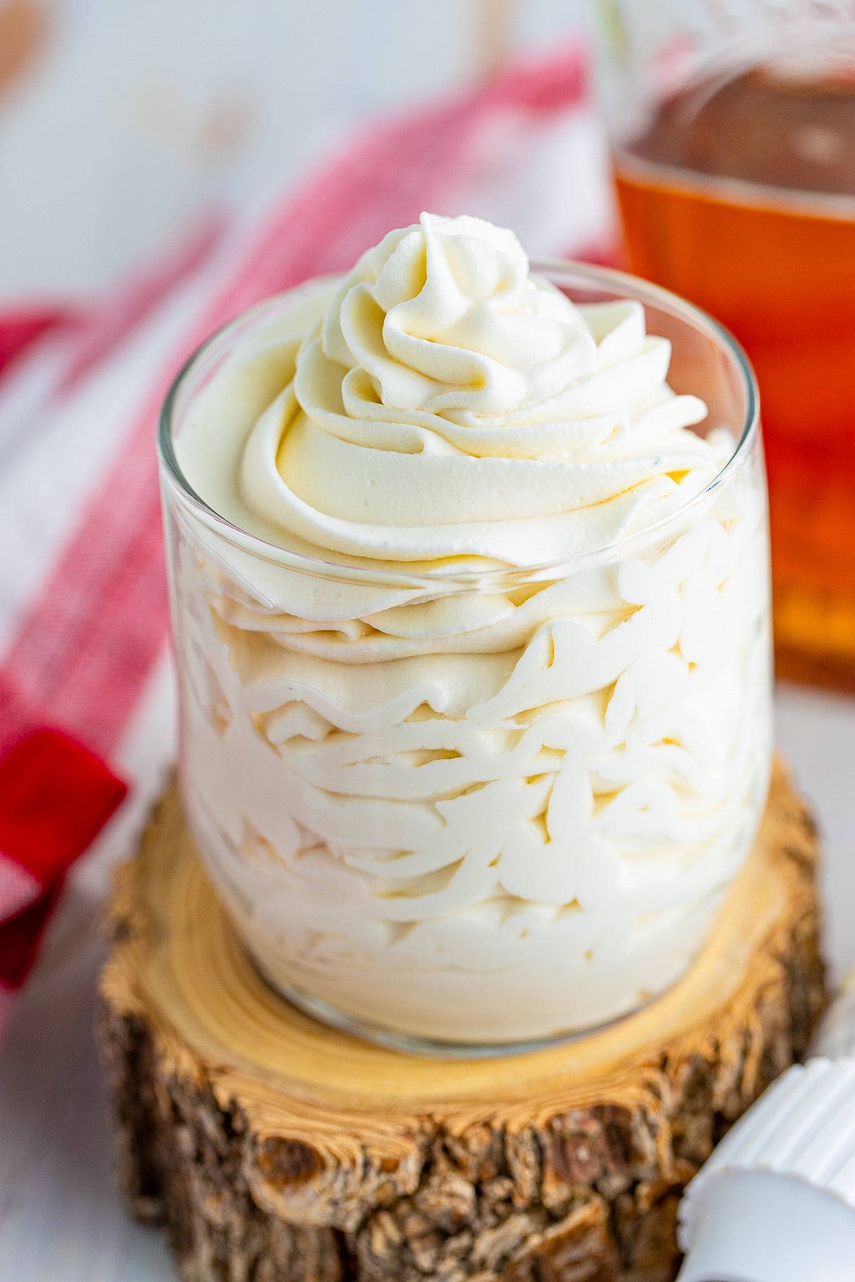 Maple Whipped Cream piped in a small glass
