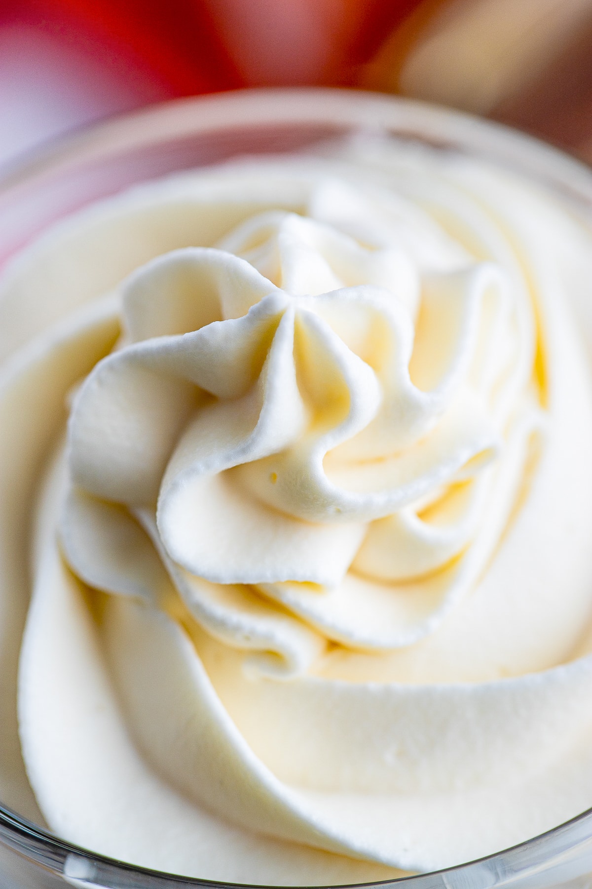 up close image of Maple Whipped Cream in a glass