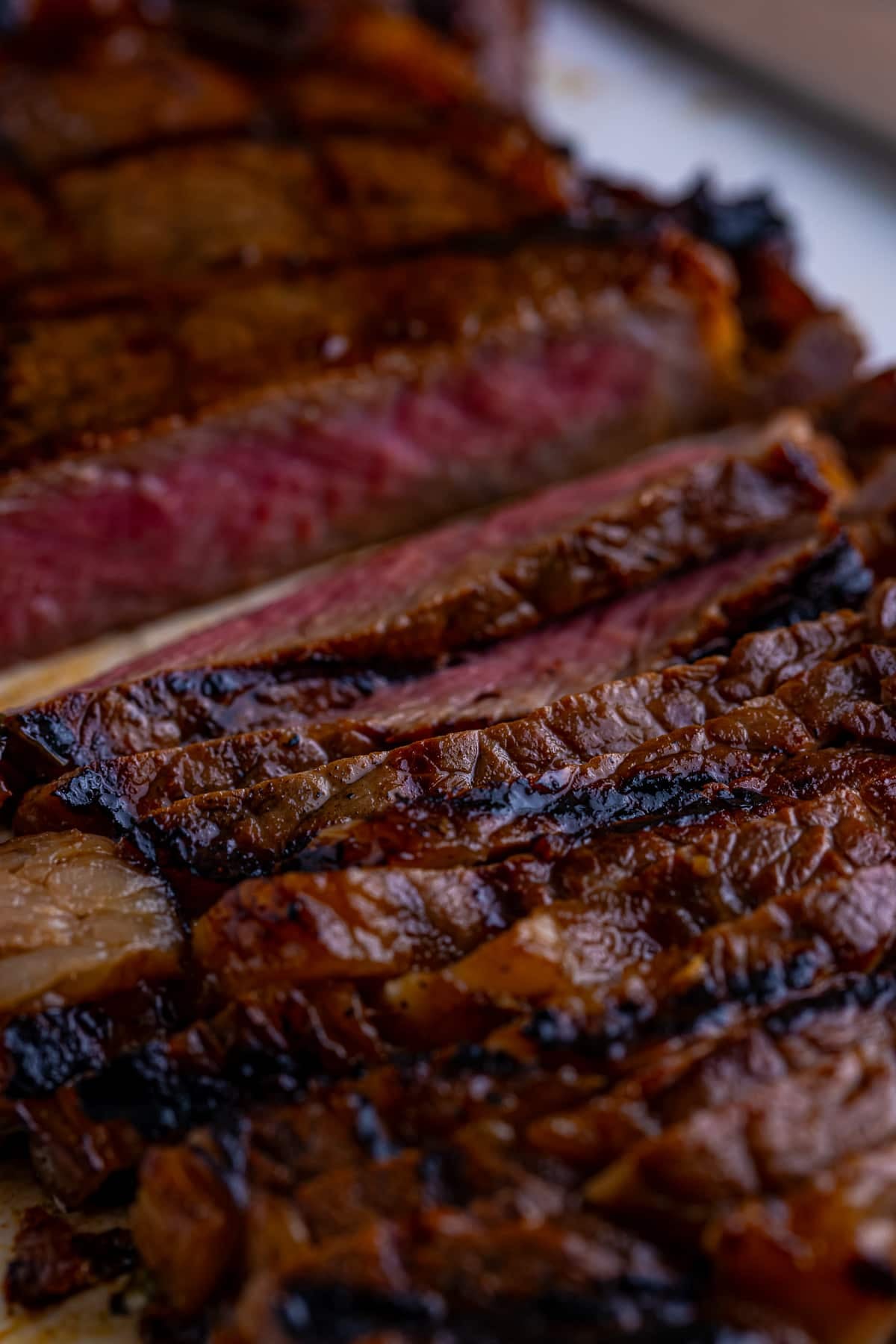 up close image of sliced steak from Carne Asada Tacos Recipe