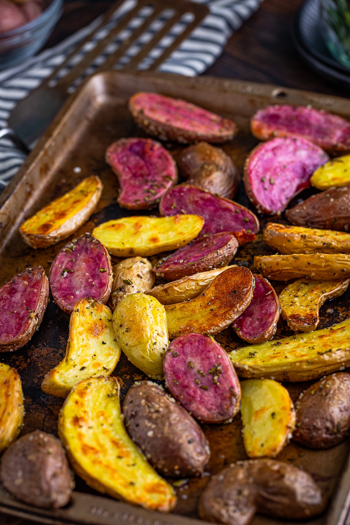 Roasted Fingerlings on a sheet tray