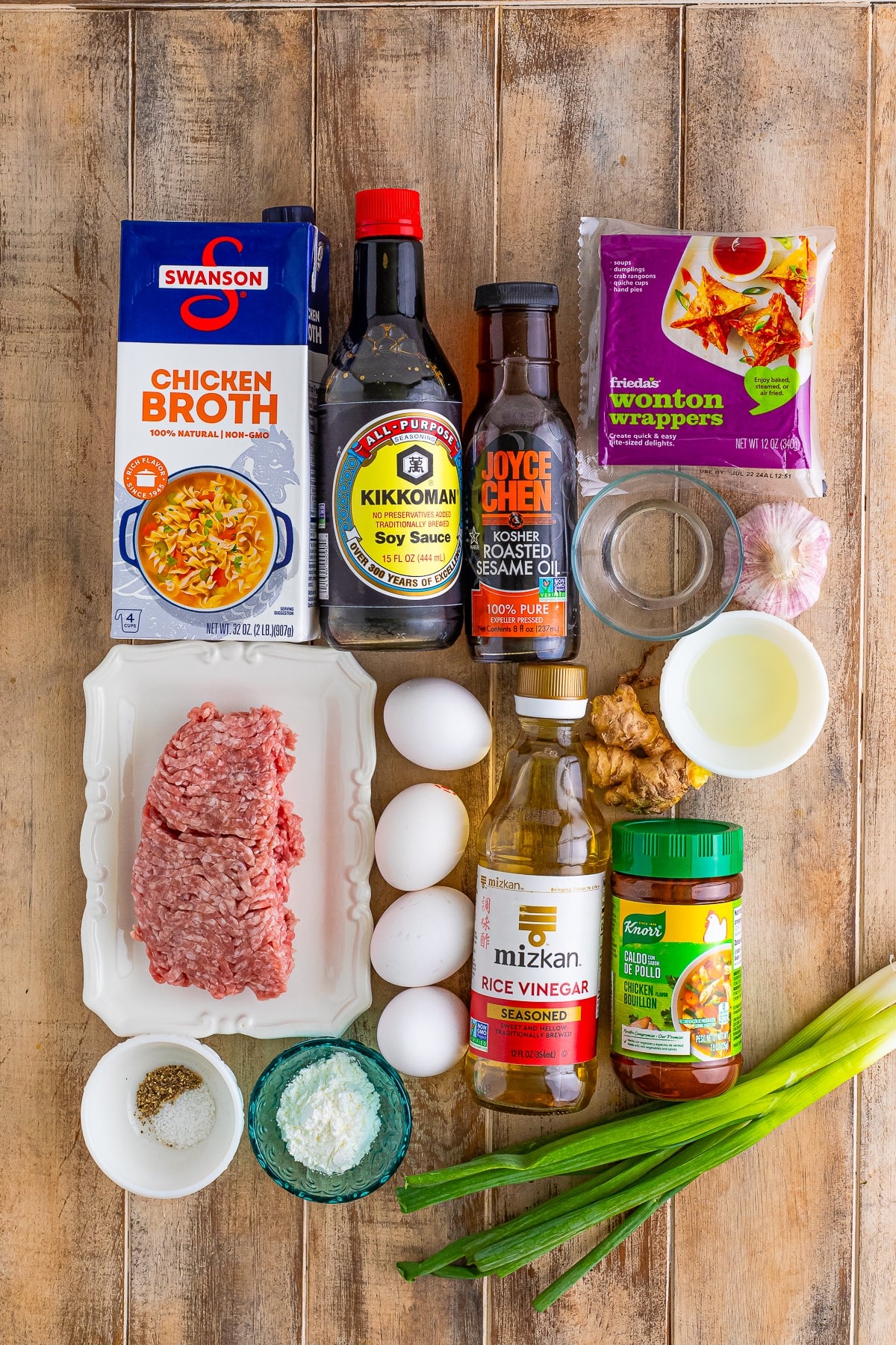 ingredients needed to make Wonton Egg Drop Soup