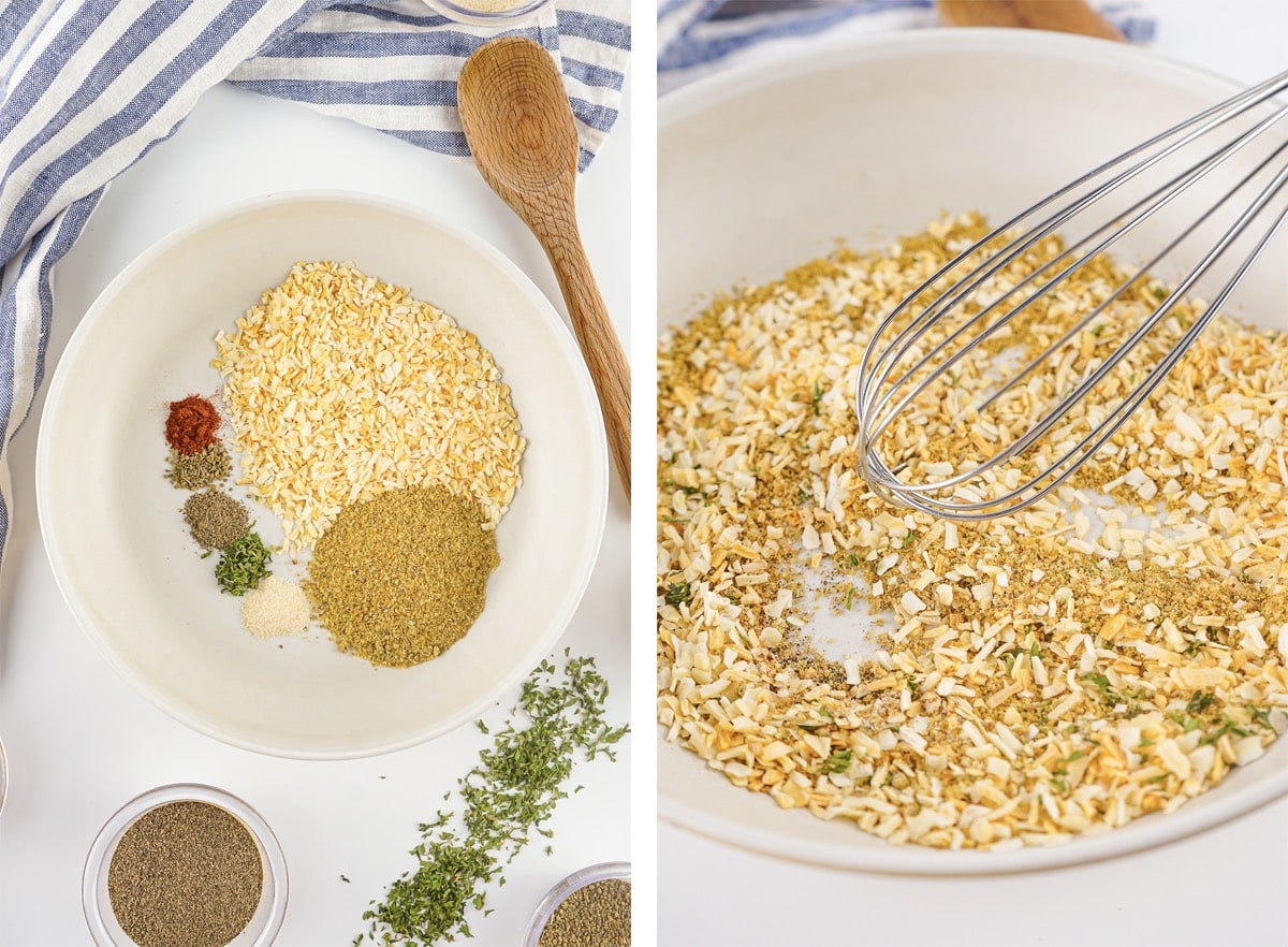 collage of images showing how to make Onion Soup Mix Recipe