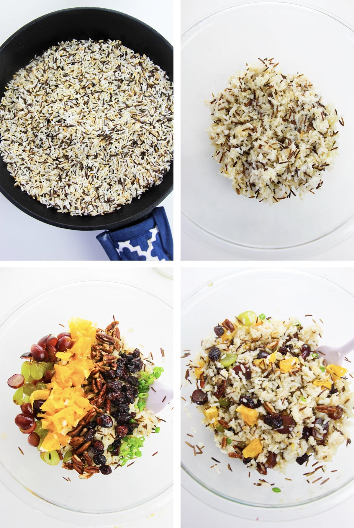 collage of images showing how to make Wild Rice Salad
