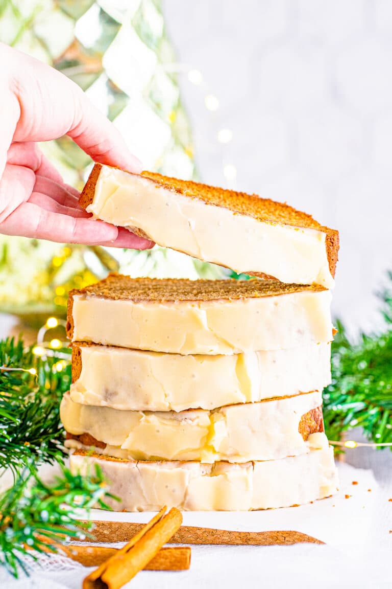 Quick Eggnog Bread with Eggnog Glaze