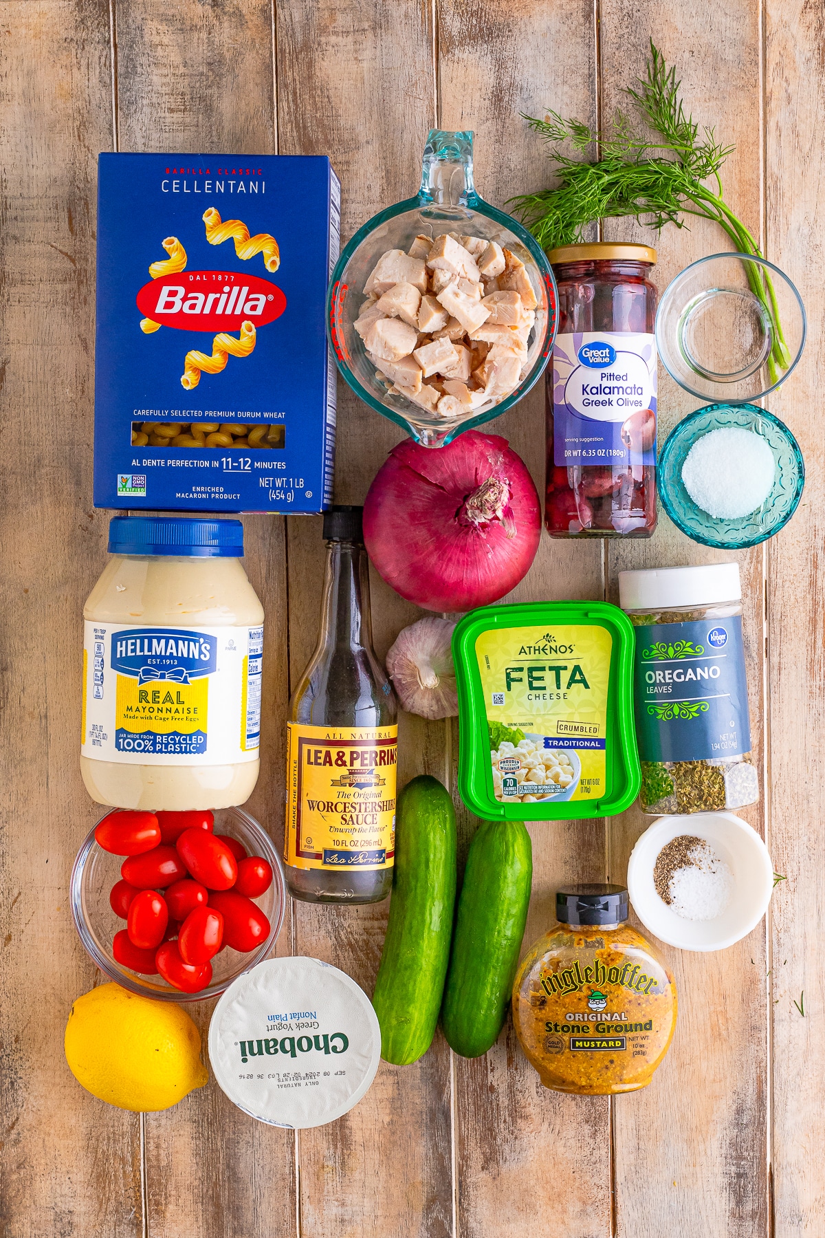 ingredients needed to make Greek Pasta Salad Recipe