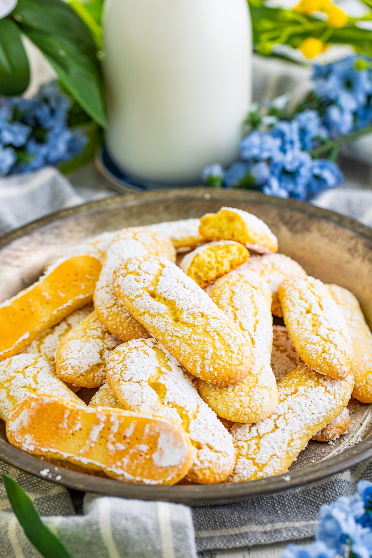 Lady Finger cookies served in a metal tray