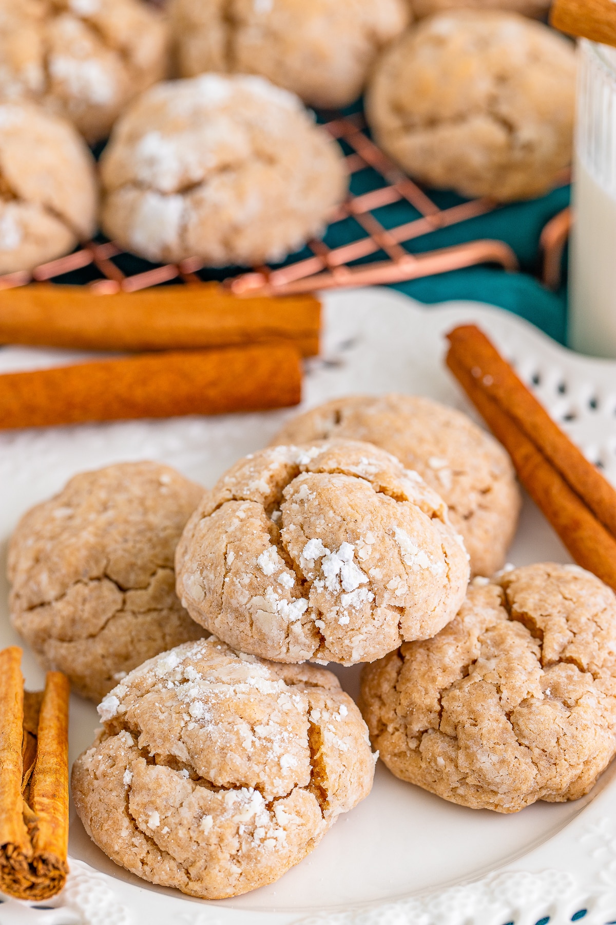 Gooey Butter Cookies stacked on a white plate