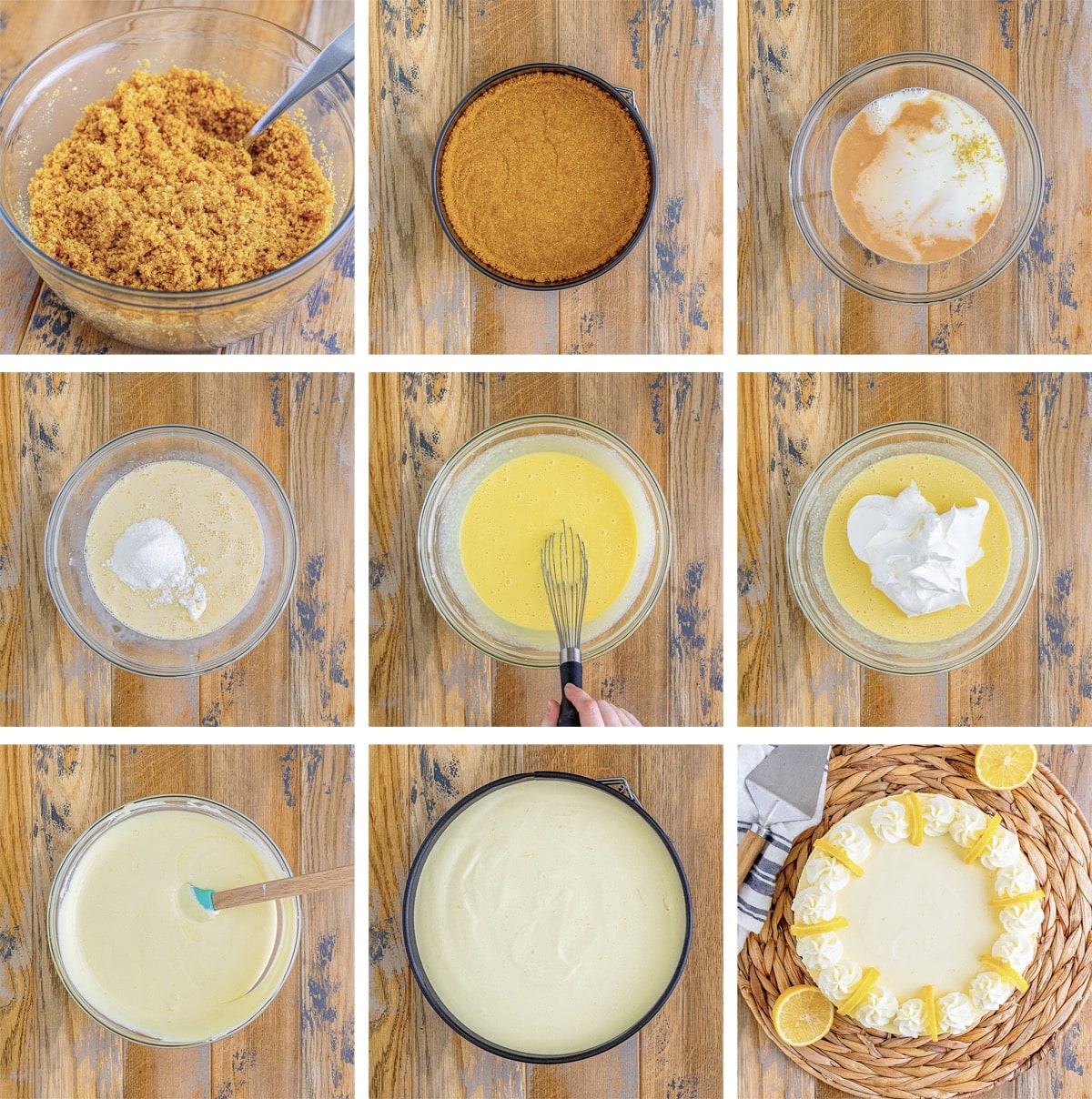 collage of images showing how to make Lemon Cream Pie