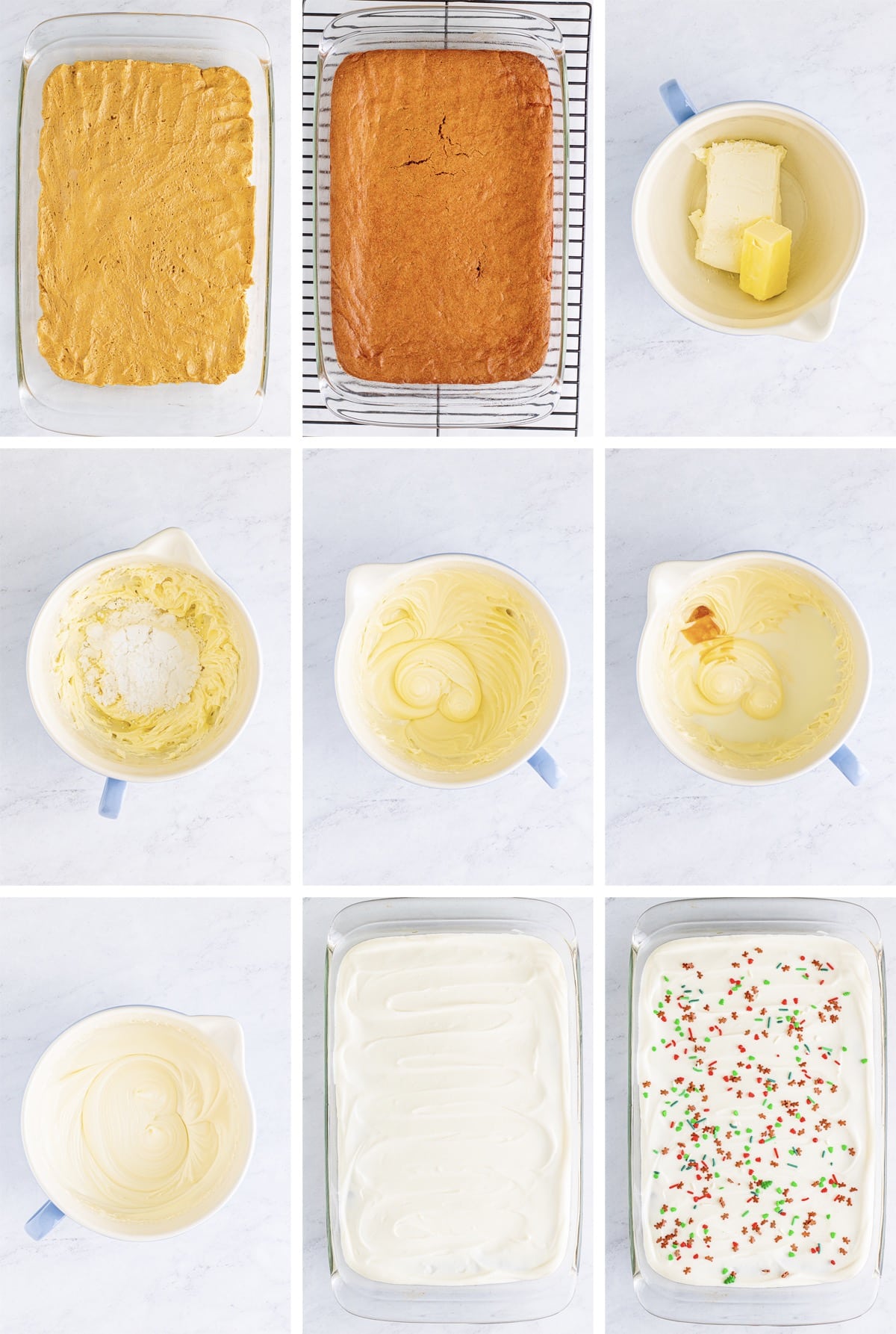 collage of images showing how to frost Gingerbread Bars